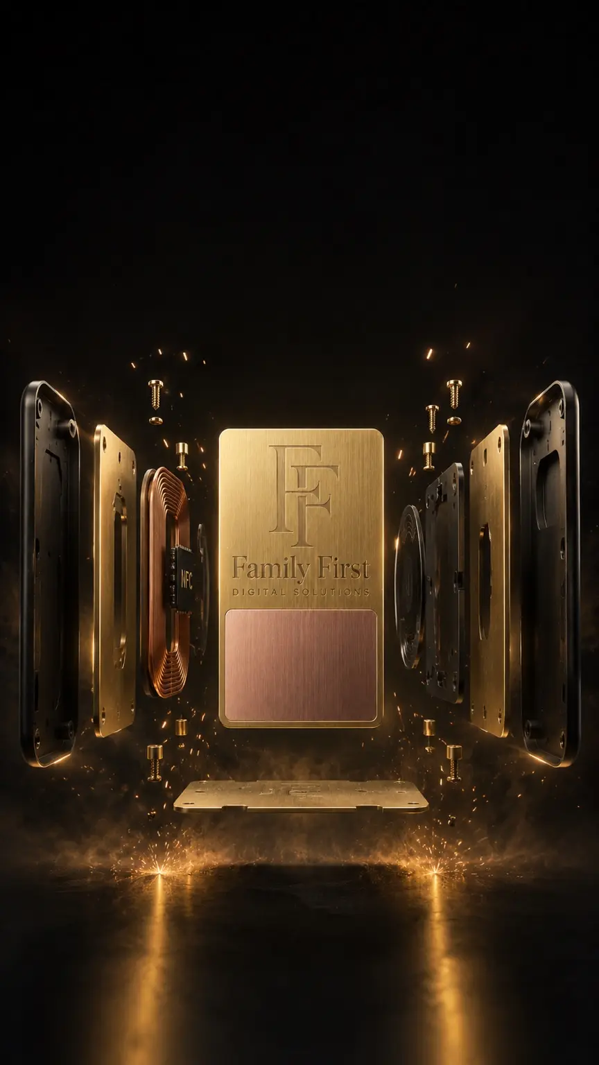 Exploded view of a premium FFDS NFC digital business card